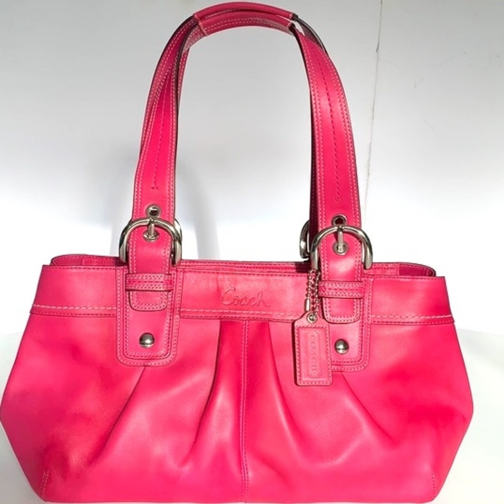 Coach Soho pleated zip satchel pink